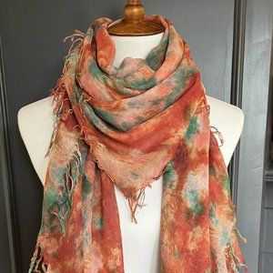 New Auth Chan Luu Watercolor Cashmere Silk Scarf- Lagoon Color